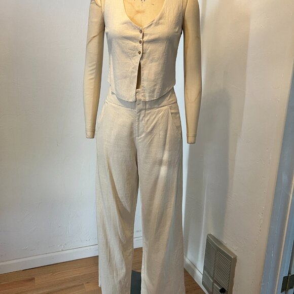 BAMBOO BLONDE Tailored Linen Cupid Pant and Vineyard Vest Set Small - Picture 8 of 16